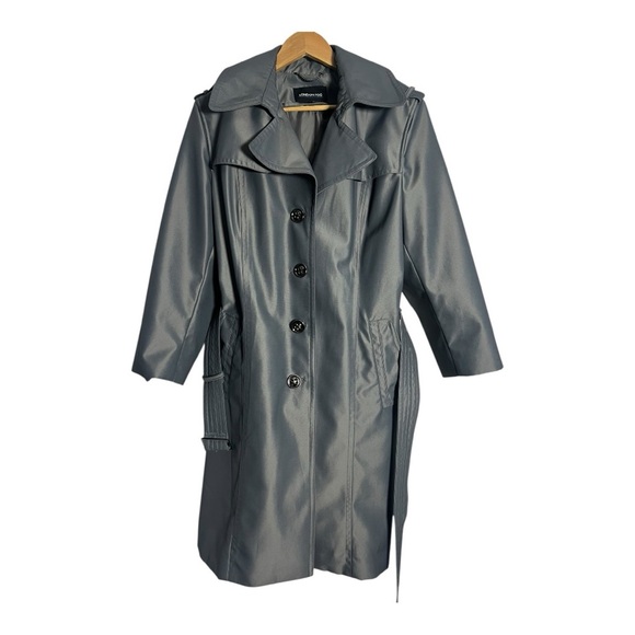London Fog Charcoal Double-Breasted Trench Coat - Picture 2 of 3